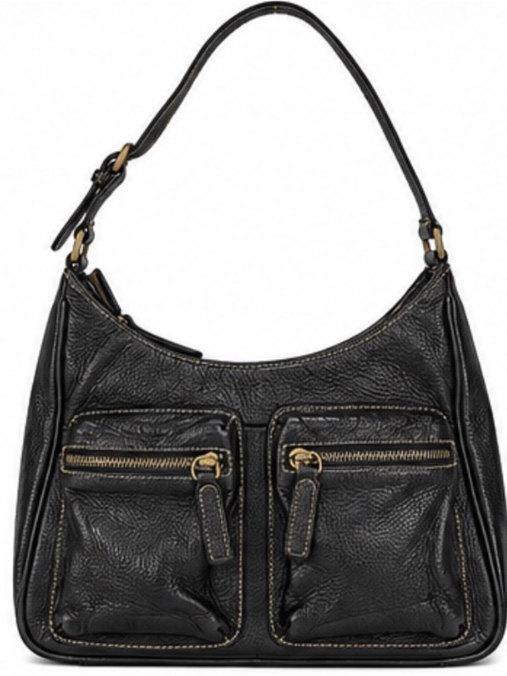 Charter Club Black Leather Multi-Pocket Shoulder Bag